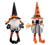 Gukasxi Halloween Gnome Plush Decorations 2 Pcs Handmade Witch Gnome Couple Swedish Tomte Gnome Scandinavian Figurines Ornaments for Halloween Party Favor Home Table Decoration Gift