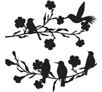Gukasxi Metal Wall Art Bird on Branch, Metal Bird Silhouette Wall Art Decoration, Weatherproof Garden Outdoor Ornament, Magpie on Plum Branch for Living Room Garden Bedroom Office Wall Decor (2pcs)
