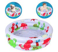 Gukasxi Small Inflatable Baby Swimming Pool, Paddling Pool for Babies, 3 Ring with Safety, Dinosaur Patterns, Safety Bubble Bottom, Girls Boys Garden Backyard, White, 1 size (VB-VC022)