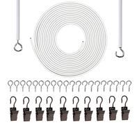 GUKBIAY Curtain Wire 6 Meter Wall Decor Picture Hanging Kit with 10 Clips 10 Pairs of Screw Eyes and Hooks for Net Curtain Rods Clothesline Hanging Decor