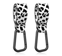 Gukeniu Baby Stroller Hooks for Hanging Bags, Universal Stroller Clips Stroller Accessories Hook Mommy Hook for Stroller, Diaper Bag, Shopping Bag, Purse, Backpack (Cow Spots, 2 Pack)