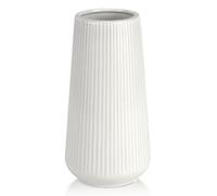 GUKJOB Ceramic Vase, Flower Vase, Ceramic Vases for Flowers, Decorative Vases for Pampas Grass Decoration, for Home, Living Room, Dining Table, Farmhouse, Office Decor (White)
