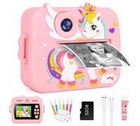 GuKKK Children's Camera Instant Camera 2.4 Inch Instant Camera Children with 32G TF Card and Photo Paper Prints, 1080P HD Digital Camera Children, Christmas Gift for Boys and Girls 3-12 Years
