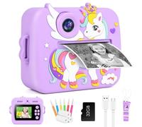 GuKKK Children's Camera Instant Camera 2.4 Inch Instant Camera Children with 32G TF Card and Photo Paper Prints, 1080P HD Digital Camera Children, Christmas Gift for Boys and Girls 3-12 Years