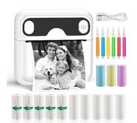 GuKKK Mini Mobile Photo Printer, Wireless Thermal Printer, Black and White, 200 DPI, Bluetooth, Portable, Gift for Students, Couples, Families, Friends
