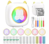 GuKKK Mini Photo Printer, Mobile Thermal Printer, Wireless Bluetooth Printer for Smartphone, with 13 Rolls of Printer Paper and 5 Colouring Pencils, Portable for List, Journal