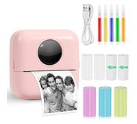 GuKKK Mini Photo Printer, Wireless, Bluetooth, Thermal, Pink, 200 DPI, 1200mAh Battery, 57*26mm Paper, Portable, For Personal Use