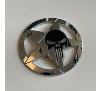 GUKKO Car Emblem for Punisher Skull Star Metal Emblem, Universal Car Sticker for Car Styling Decoration Self Adhesive ABS Decorative Car Tail Side Sticker,B Silver Black