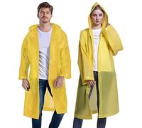GUKOY 2 Pcs Reusable Rain Ponchos Waterproof for Adults, EVA Rain Coat Emergency with Hood and Drawstring for Women Men Disney Outdoor Yellow