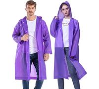 GUKOY 2 Pcs Reusable Rain Ponchos Waterproof for Adults, EVA Rain Coat Emergency with Hood and Drawstring for Women Men Disney Outdoor (Purple)