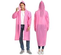 GUKOY Rain Ponchos Raincoats for Adults, 100% Waterproof Reusable [2 Pack] Rain Cape Emergency for Women Men with Hood and Drawstring Pink