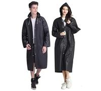 GUKOY Rain Ponchos Raincoats for Adults Reusable, 2 Pcs Raincoats Ponchos Emergency for Women Men with Hood and Drawstring (Black)