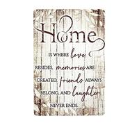 Guktmcet Creative Metal Tin Sign Home Is Where Love Resides Memories Are Created Friends Always Belong Home Bathroom Club Bar Tin Sign Housewarming Gift 8x12 Inches