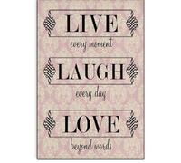 Guktmcet Metal Tin Signs Vintage Funny Live Every Momet Laugh Every Day Love Beyond Words Inspirational Living Room, Kitchen, Farm Tin Sign Hanging Poster Decor Rustic Home Decor 8x12 Inches