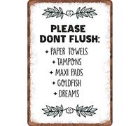 Guktmcet Metal Vintage Tin Sign Please Don't Flush Toilet Rules Bathroom Rules Bar Pub Man Cave Novelty Funny Posters Bathroom Retro Parlor Holiday Tin Signs Wall Decor 8x12 Inch