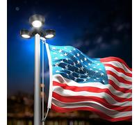GULADUS Solar Flag Pole Light, 3 Light Modes Dimmable, 96 LEDs Solar Powered Flag Lights for Most Outdoor 15 to 25 Ft Flag Poles, Waterproof, Auto On at Dusk and Off at Dawn, Unique Shape, (Black)
