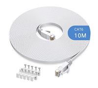 Gulaey 10m Cat6 Ethernet Cable, Long Internet Cables High-Speed Patch Cord Flat Design 1Gbps for 250Mhz/s UTP for Console, PS3, PS4, PS5, Switch, Router, Modem, Patch Panel, PC, TV, Home Office