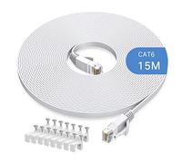 Gulaey 15m Cat6 Ethernet Cable, Long Internet Cables High-Speed Patch Cord Flat Design 1Gbps for 250Mhz/s UTP for Console, PS3, PS4, PS5, Switch, Router, Modem, Patch Panel, PC, TV, Home Office