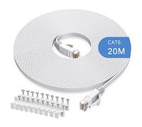 Gulaey 20m Cat6 Ethernet Cable, Long Internet Cables High-Speed Patch Cord Flat Design 1Gbps for 250Mhz/s UTP for Console, PS3, PS4, PS5, Switch, Router, Modem, Patch Panel, PC, TV, Home Office