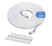 Gulaey 25m Cat6 Ethernet Cable, Long Internet Cables High-Speed Patch Cord Flat Design 1Gbps for 250Mhz/s UTP for Console, PS3, PS4, PS5, Switch, Router, Modem, Patch Panel, PC, TV, Home Office