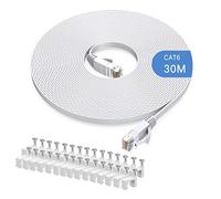Gulaey 30m Cat6 Ethernet Cable, Long Internet Cables High-Speed Patch Cord Flat Design 1Gbps for 250Mhz/s UTP for Console, PS3, PS4, PS5, Switch, Router, Modem, Patch Panel, PC, TV, Home Office
