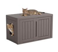 GULAIMOAO Cat Litter Box Enclosure, Covered Cat Litter Box with Adjustable Partition, Multi-Functional Hidden Enclosed Litter Box Furniture, Easy to Clean & Assemble, Grey