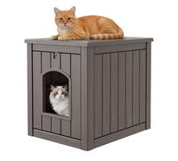 GULAIMOAO Outdoor Cat House Weatherproof Cat House Resin Outdoor Indoor Cat Litter Tray Easy to Assemble and Clean Grey