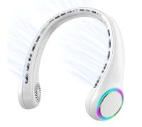 Gulaki Portable Air Conditioner with 3 Speeds, 64 Cool Lights, 4000mAh Battery, Hands-Free Summer Neck Fan (White)