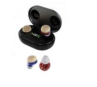 Gulaolunxi A set of 2 adult voice amplifier, rechargeable for ear noise reduction battery storage box (white) for adults. (red/blue)