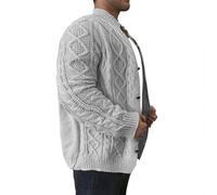 GULASISI Mens Cardigan Sweater Big and Tall Relaxed Fit Lightweight Cable Knitted Botton Cardigan Stand Collar Chunky Sweaters/UK Size/Shipping 7 Days Gray