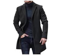 GULASISI Mens Long Suit Jackets Wool Blends Business Coat Vintage Single Breasted Collar Pullover Jacket Autumn Winter Warm Outdoor Coats Black