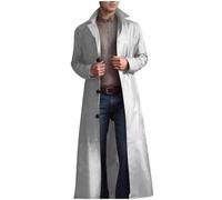 GULASISI Mens Long Trench Leather Coat Jackets Windbreaker Steampunk Gothic Jacket Lapel Button Slim Warm Full Length Leather Coat White
