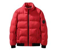 GULASISI Padded Quilted Cotton Jacket for Men UK Warm Windproof Thick Outdoor Jackets Winter Stand-Up Collar Bubble Hiking Jackets Red