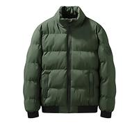GULASISI Padded Quilted Cotton Jacket for Men UK Warm Windproof Thick Outdoor Jackets Winter Stand-Up Collar Bubble Hiking Jackets Green