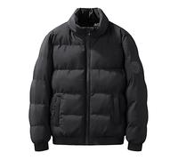 GULASISI Padded Quilted Cotton Jacket for Men UK Warm Windproof Thick Outdoor Jackets Winter Stand-Up Collar Bubble Hiking Jackets Black
