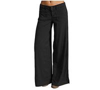 GULASISI Palazzo Wide Leg Pants for Women Low Waist Straight Leg Flowy Trousers Lounge Capri Pants Baggy Solid Color Work Pant