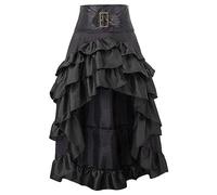 GULASISI Plus Size Steampunk Costumes Women's High Waist Gothic Victorian Pirate Skirts Halloween Cosplay Ruffle Tiered Skirts/Fancy Dress Halloween Costume Outfits/UK Size Black