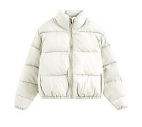 GULASISI Puffy Jacket for Women Thicken Thermal Short Cotton Coat Winter Outdoor Warm Quilted Down Jacket Corset Short Outcoat/UK Size/Teenage Girls Ladies Clothes White