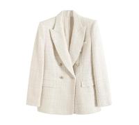 Tweed Blazer Jacket Womens Fashion Double Beasted Lattice Suit Coat Semi Formal Office Blazer Fall Winter Casual Coat/UK Size/Teenage Girls Ladies Clothes Sale Clearance/Shipping 7 Days
