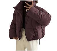GULASISI Womens Baggy Fluffy Down Coats Winter Thicken Cotton-Padded Clothes Y2K Teen Girls Cropped Puffer Jacket Thermal Down/UK Size/Teenage Girls Ladies Clothes Sale Clearance/Shipping 7 Days Red