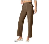 GULASISI Womens Elasticated High Waist Denim Pants Wide Straight Leg Trousers Stretch Fit Tummy Control Jeans with Pocket Casual Work Pants