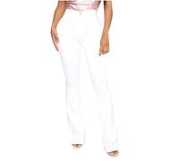GULASISI Women's High Waisted Flared Jeans Stretchy Skinny Straight Fit Raw Hem Denim Jeans Elegant Causal Bootcut Work Trousers White