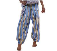 GULASISI Women's Loose Fit Trousers Elasticed High Waist Pants Striped Printed Harem Pants Casual Beach Sport Sweatpants with Pockets Purple