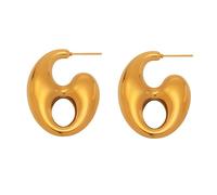 GulCean Chunky Gold Hoop EarringsFor Women,18k Gold Plated Stainless Steel Trendy Lightweight Large Coffee Beans Dangle Drop Huggie Earrings Jewelry (Gold-B)