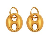 GulCean Chunky Gold Hoop EarringsFor Women,18k Gold Plated Stainless Steel Trendy Lightweight Large Coffee Beans Dangle Drop Huggie Earrings Jewelry (Gold-A)