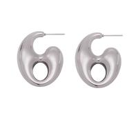 GulCean Chunky Gold Hoop EarringsFor Women,18k Gold Plated Stainless Steel Trendy Lightweight Large Coffee Beans Dangle Drop Huggie Earrings Jewelry (Silver-B)
