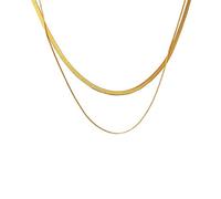 GulCean Dainty Layered Choker Necklace for Women Gold Titanium Steel Heart Ball Butterfly Square Zircon Lock Pendant Minimalist Trendy Herringbone Snake Chain Layering Necklace for Women (Gold 4)