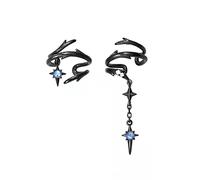 GulCean Goth Ear Cuff Earrings for Women Black Non Piercing Cool Gothic Thorns Leaf Chain Tassel Zircon Bat Spider Butterfly Ear Cuff Crawler Climber Clip on Cartilage Earrings