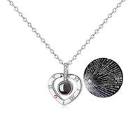 GulCean Necklace That Says I Love You in 100 Languages Projection Pendant Necklace That Says I Love U Different Ways for Women Mom with Meaning in Gift Box (Silver-Heart)
