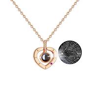GulCean Necklace That Says I Love You in 100 Languages Projection Pendant Necklace That Says I Love U Different Ways for Women Mom with Meaning in Gift Box (Rose Gold-Heart)
